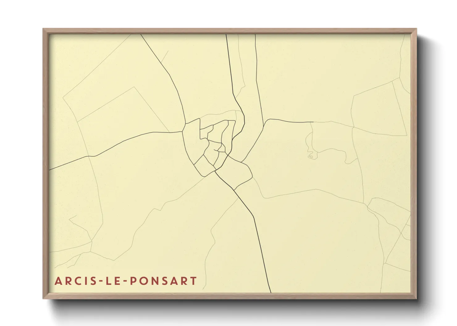 Une affiche de carte sur Arcis-le-Ponsart