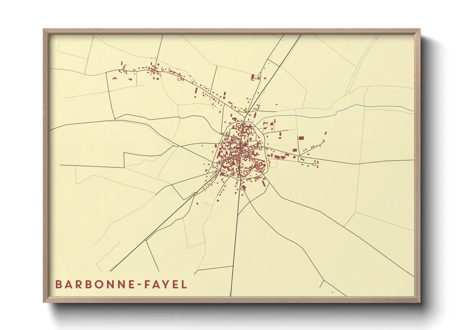 Une affiche de carte sur Barbonne-Fayel