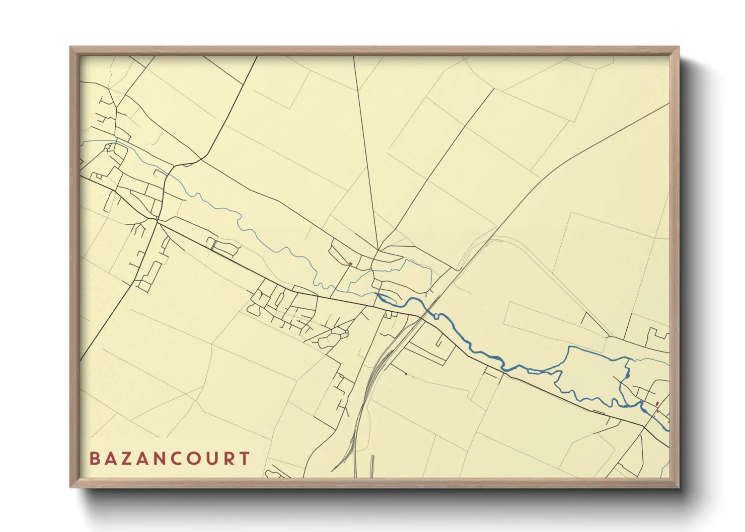 Une affiche de carte sur Bazancourt