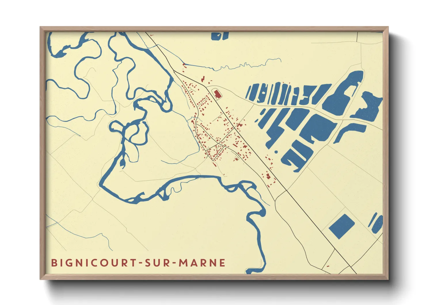 Une affiche de carte sur Bignicourt-sur-Marne