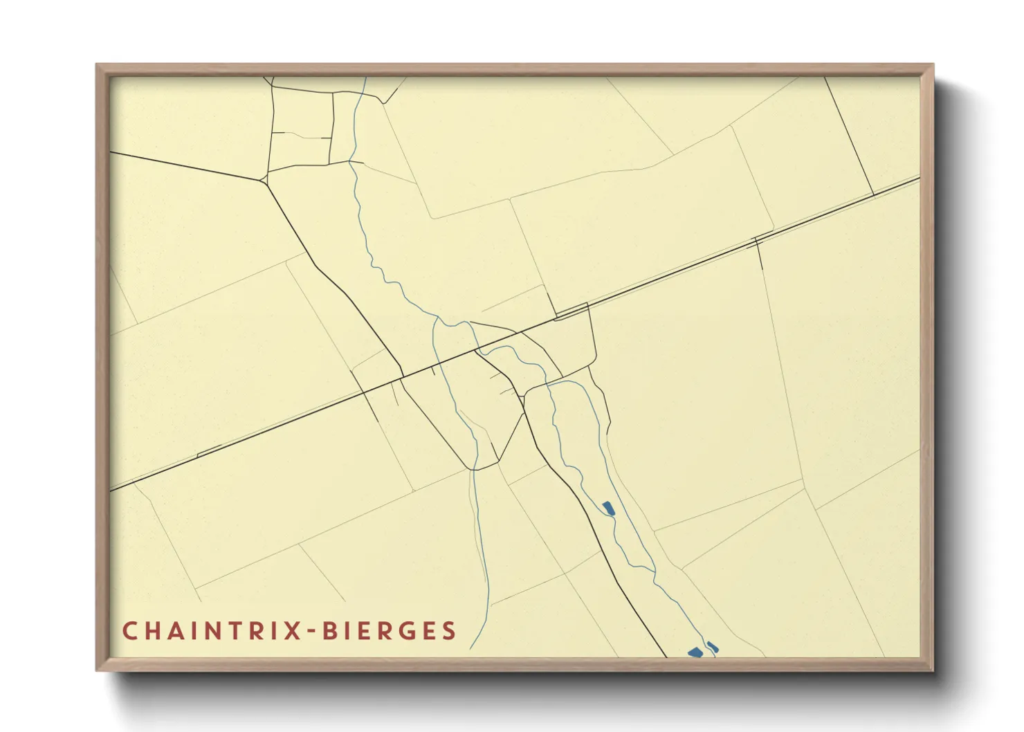 Une affiche de carte sur Chaintrix-Bierges