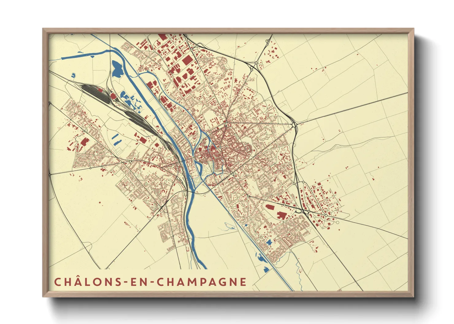 Une affiche de carte sur Châlons-en-Champagne