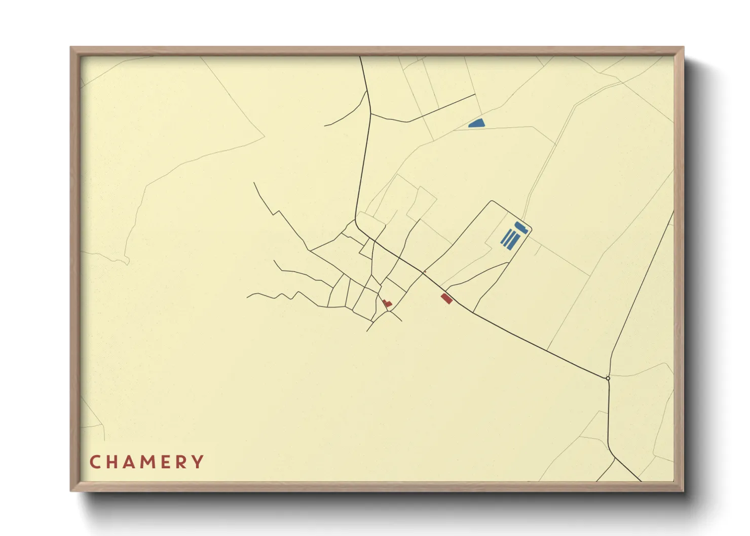 Une affiche de carte sur Chamery