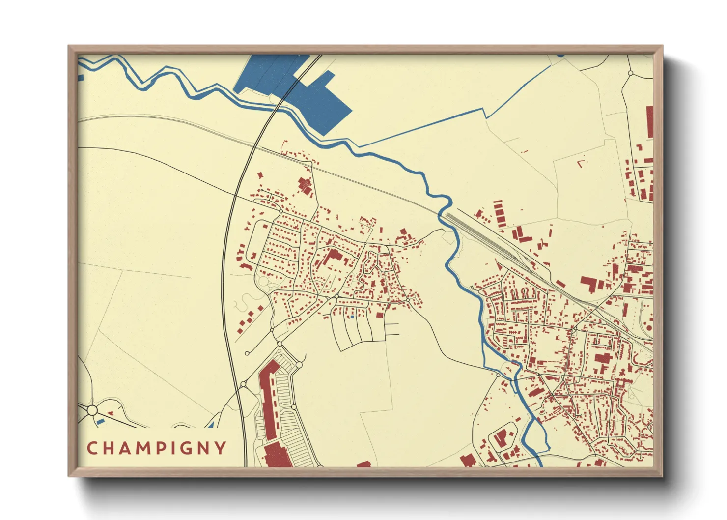 Une affiche de carte sur Champigny