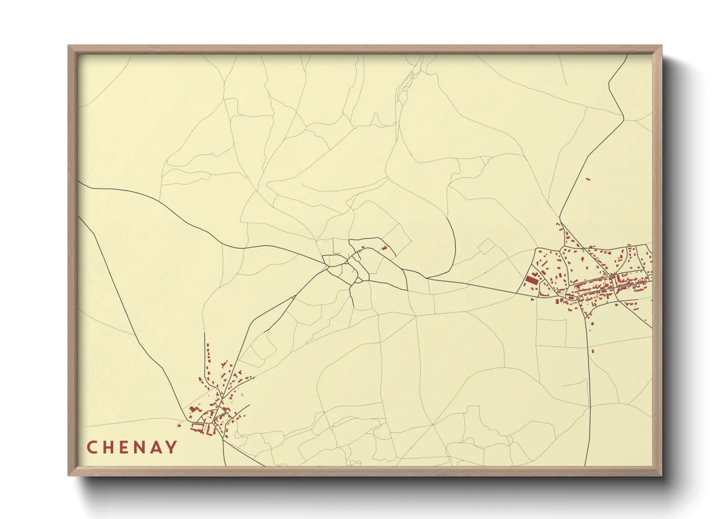 Une affiche de carte sur Chenay