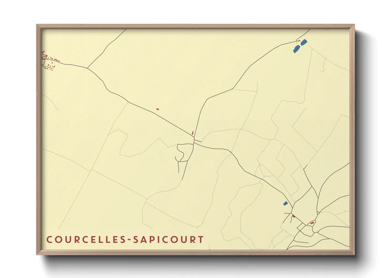 Une affiche de carte sur Courcelles-Sapicourt