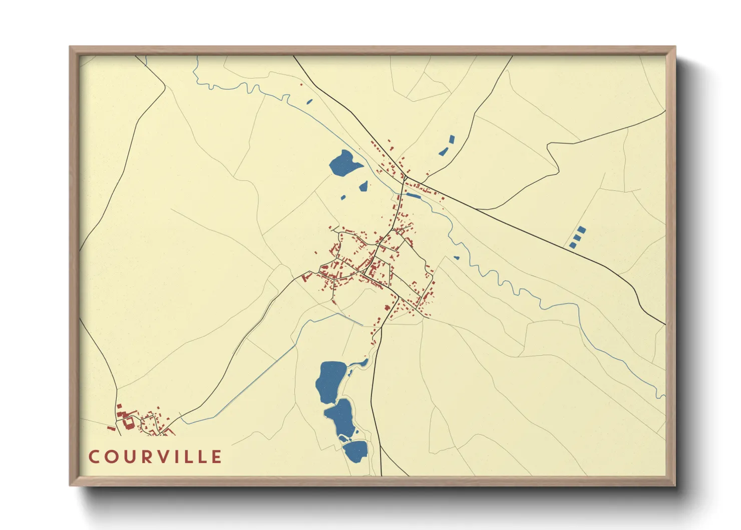 Une affiche de carte sur Courville