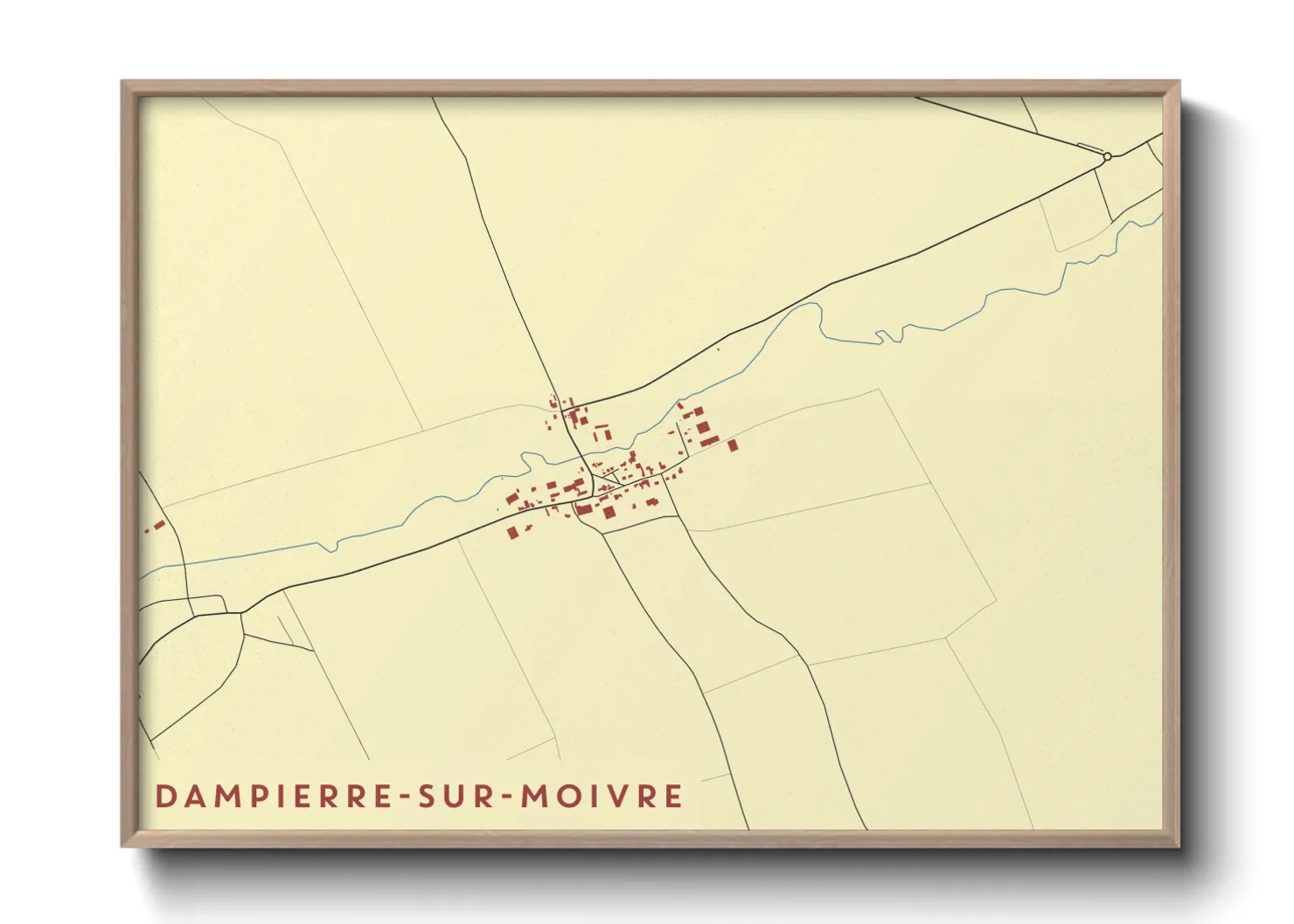Une affiche de carte sur Dampierre-sur-Moivre
