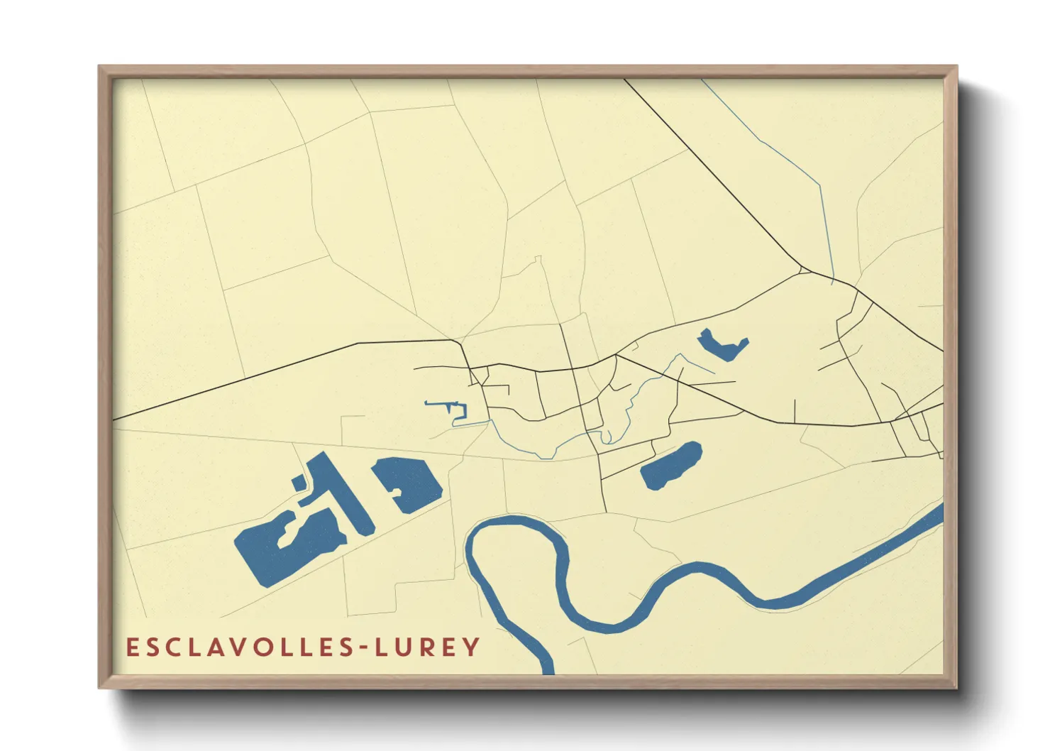 Une affiche de carte sur Esclavolles-Lurey