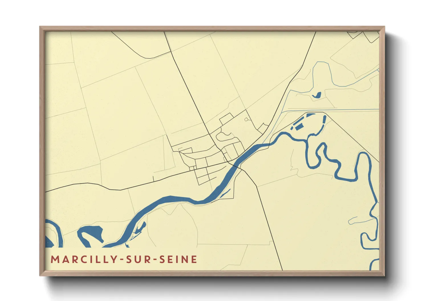 Une affiche de carte sur Marcilly-sur-Seine