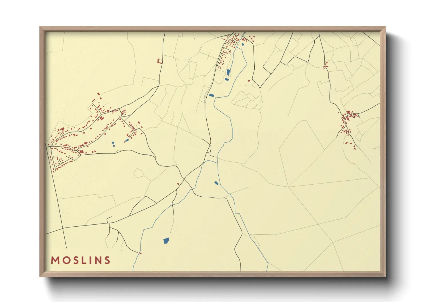 Une affiche de carte sur Moslins