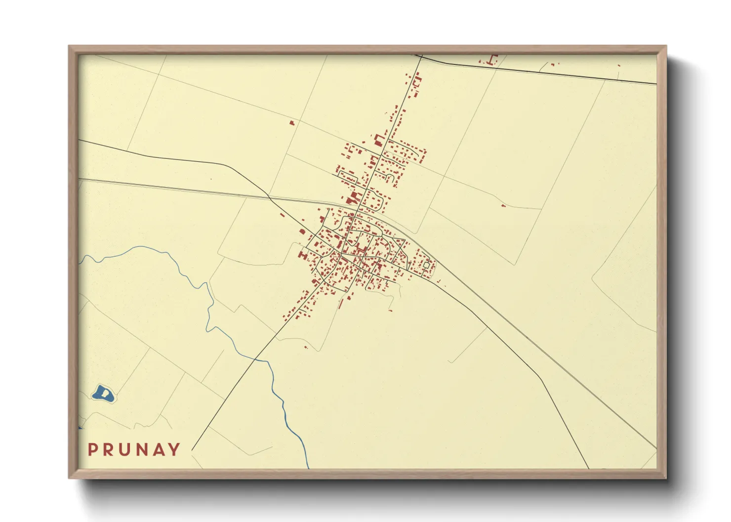 Une affiche de carte sur Prunay