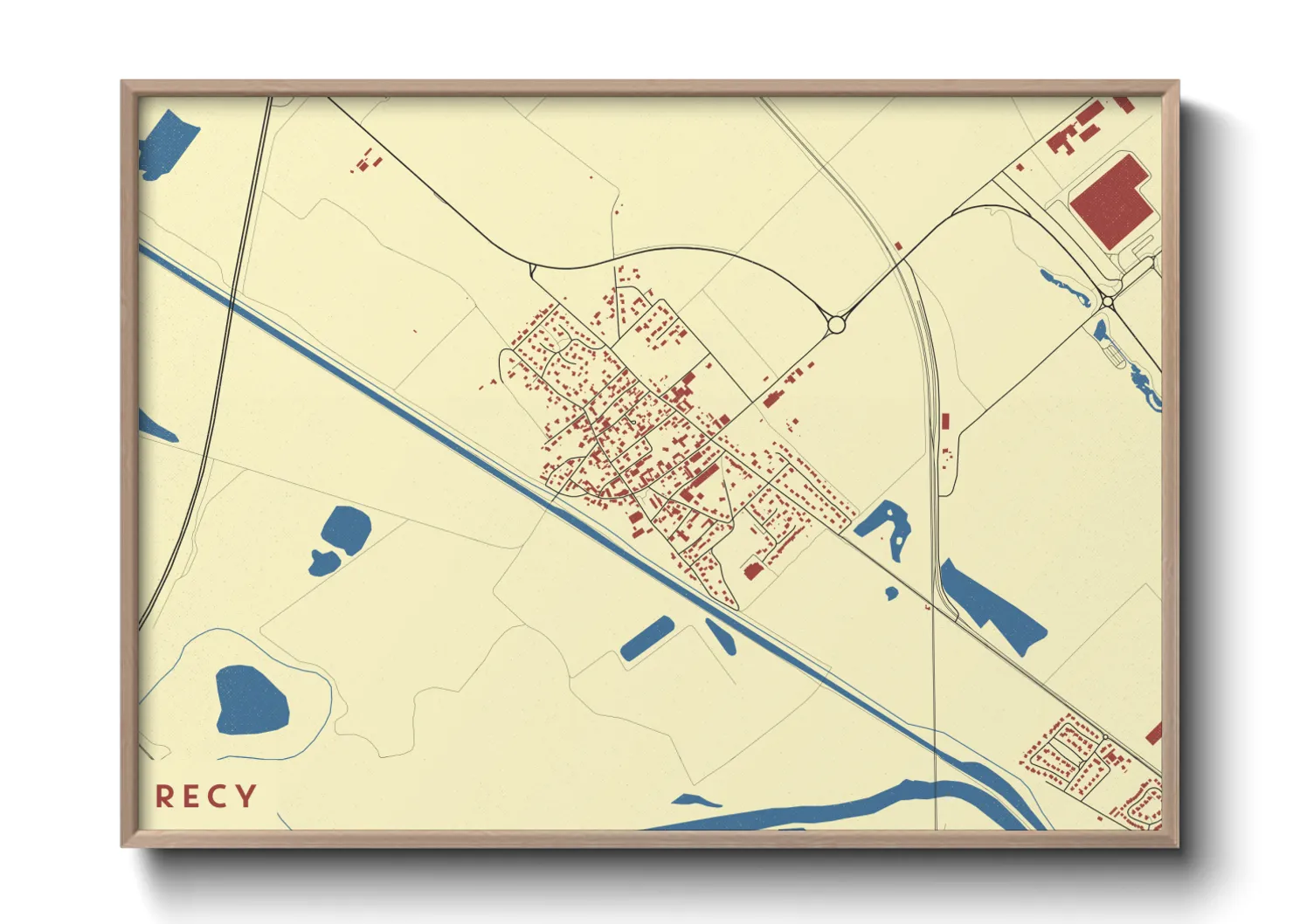 Une affiche de carte sur Recy