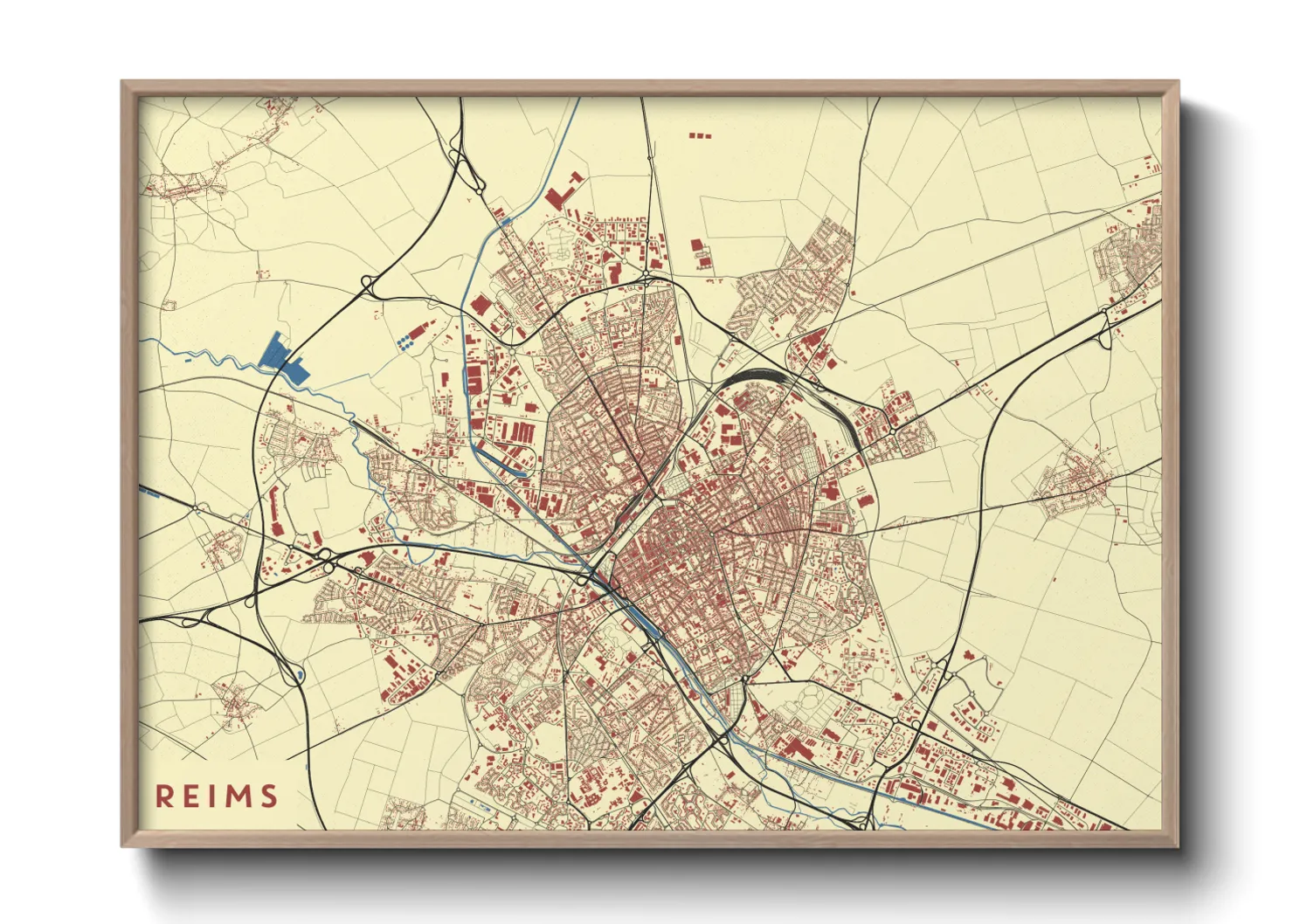 Une affiche de carte sur Reims