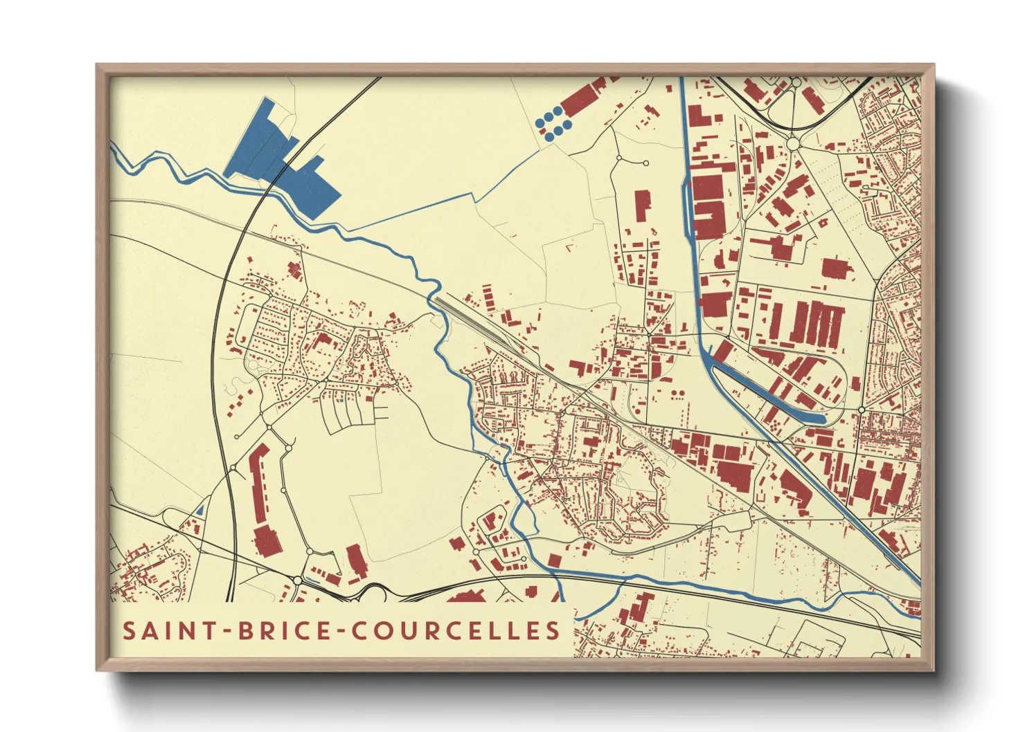 Une affiche de carte sur Saint-Brice-Courcelles