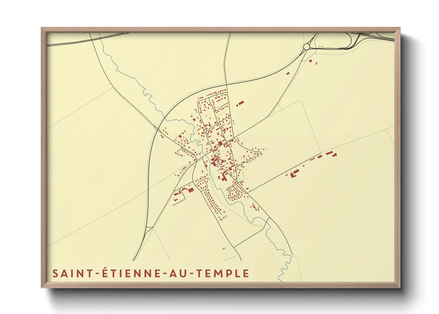 Une affiche de carte sur Saint-Étienne-au-Temple