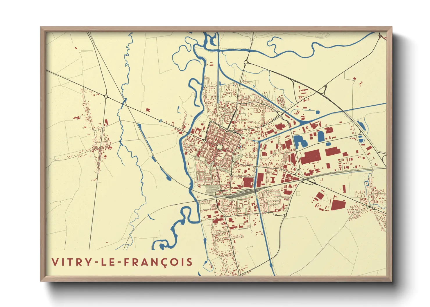 Une affiche de carte sur Vitry-le-François