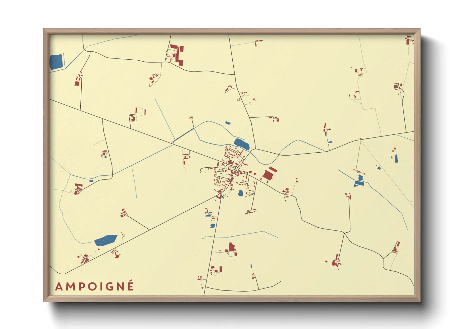 Une affiche de carte sur Ampoigné