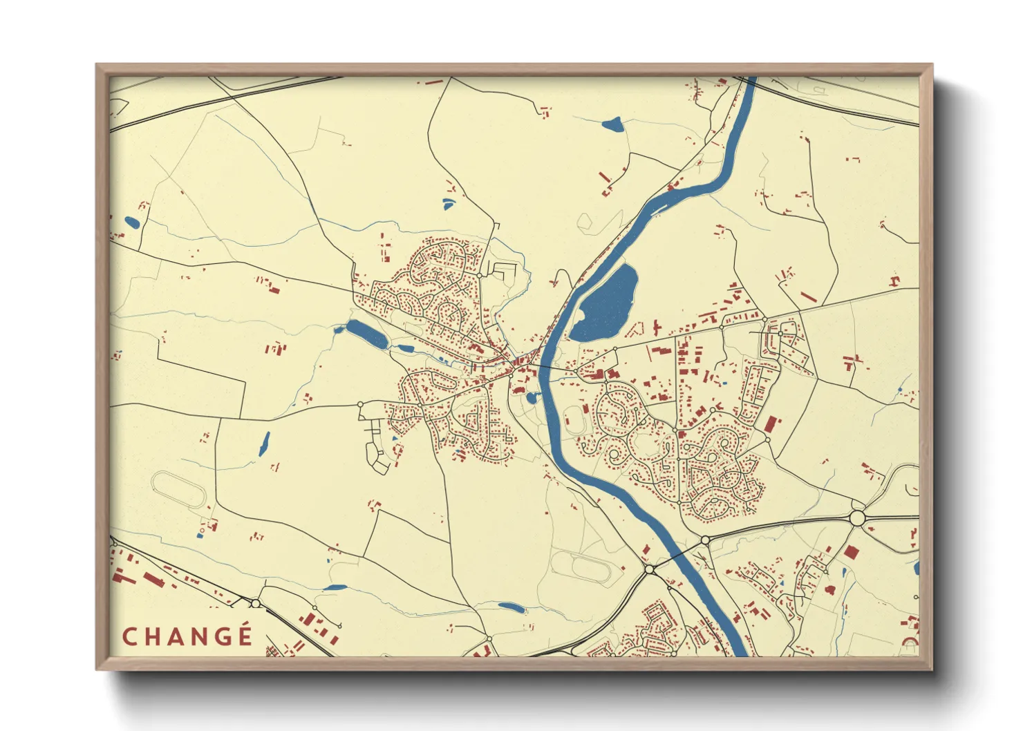 Une affiche de carte sur Changé