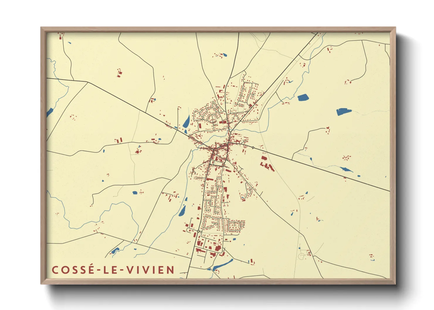 Une affiche de carte sur Cossé-le-Vivien