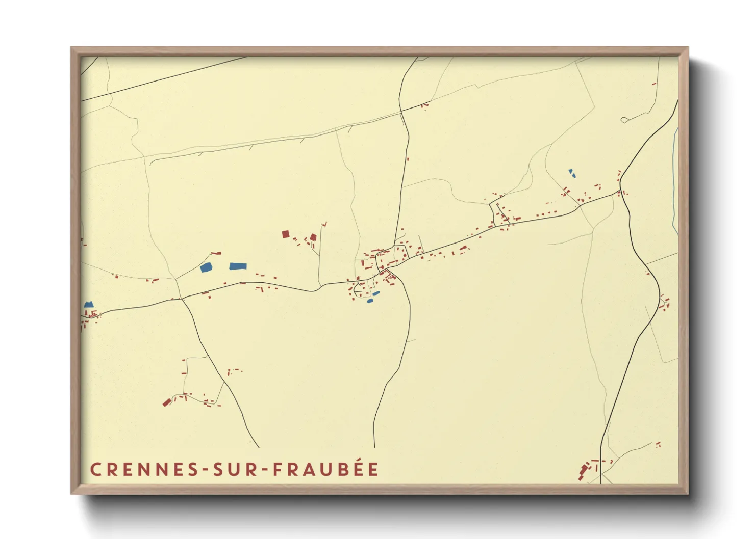 Une affiche de carte sur Crennes-sur-Fraubée