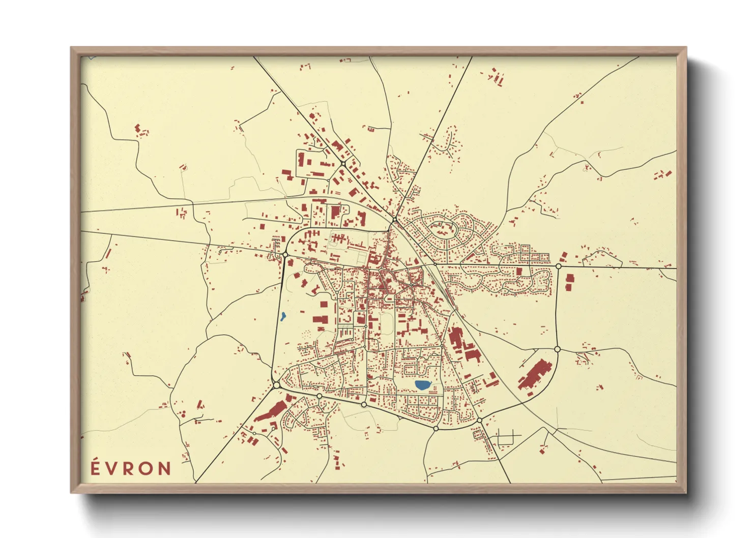 Une affiche de carte sur Évron