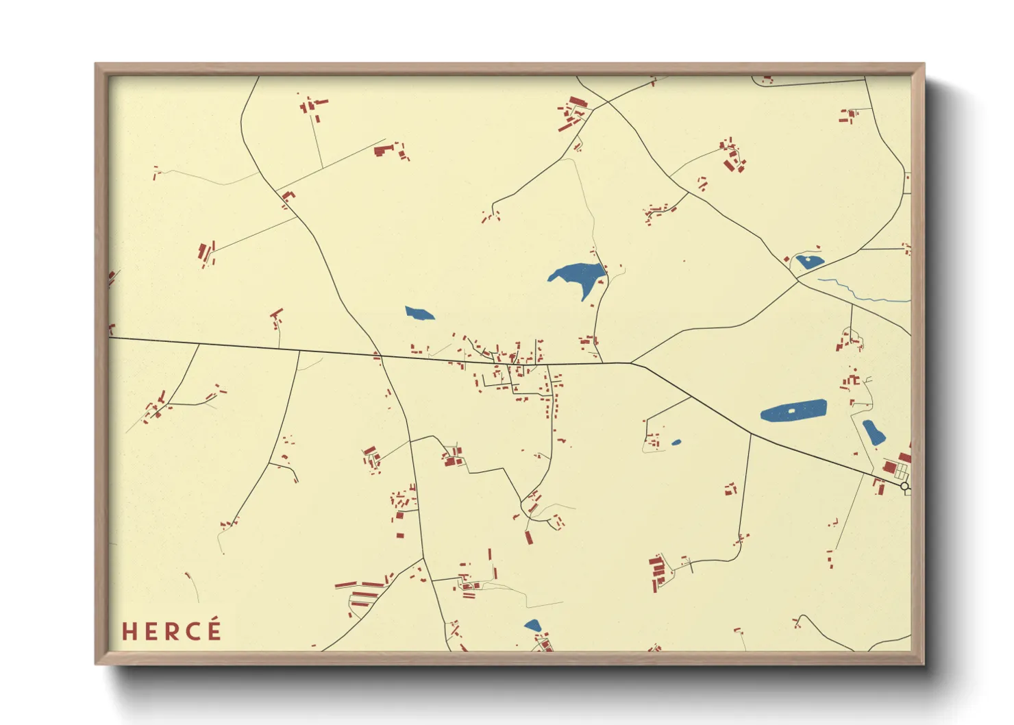 Une affiche de carte sur Hercé