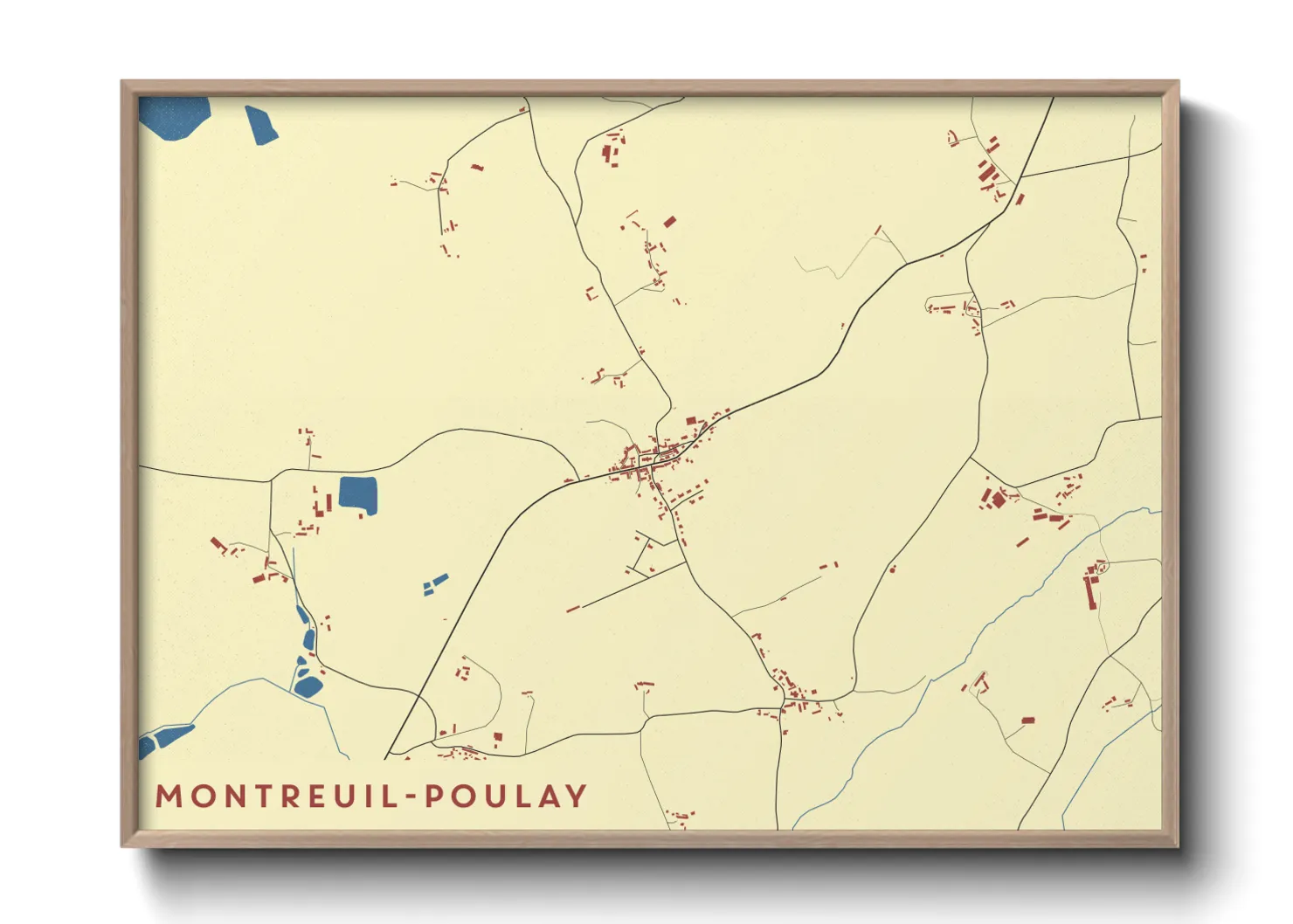 Une affiche de carte sur Montreuil-Poulay
