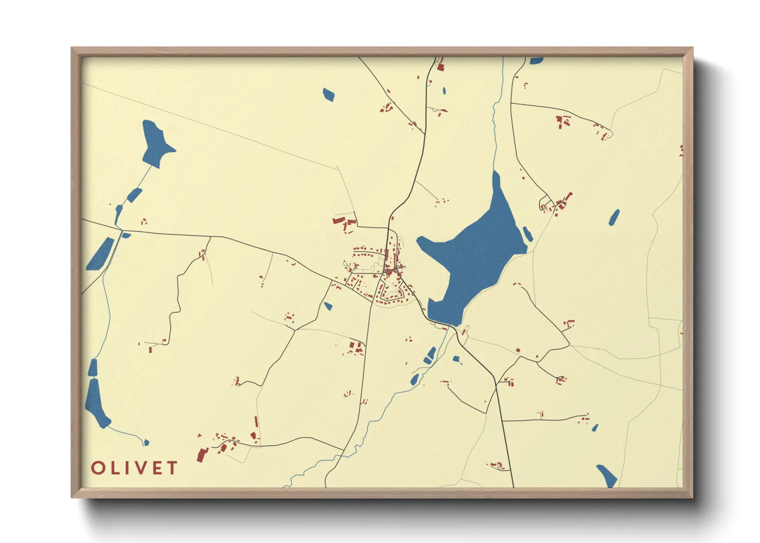 Une affiche de carte sur Olivet