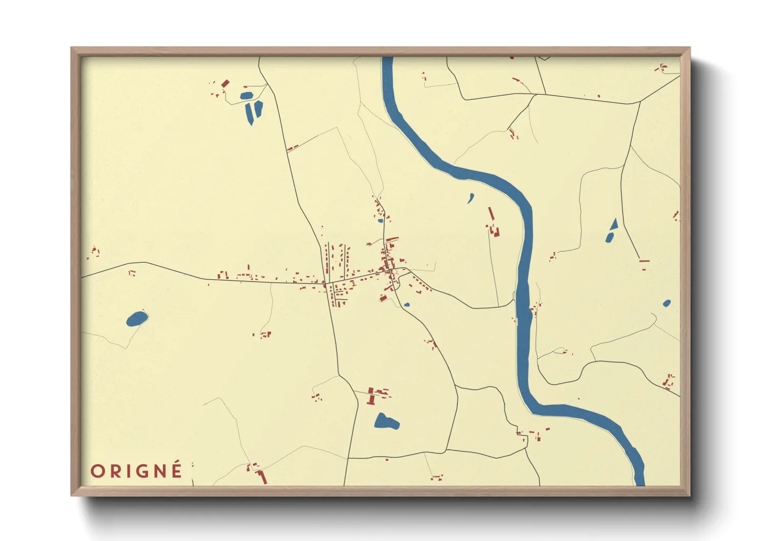 Une affiche de carte sur Origné