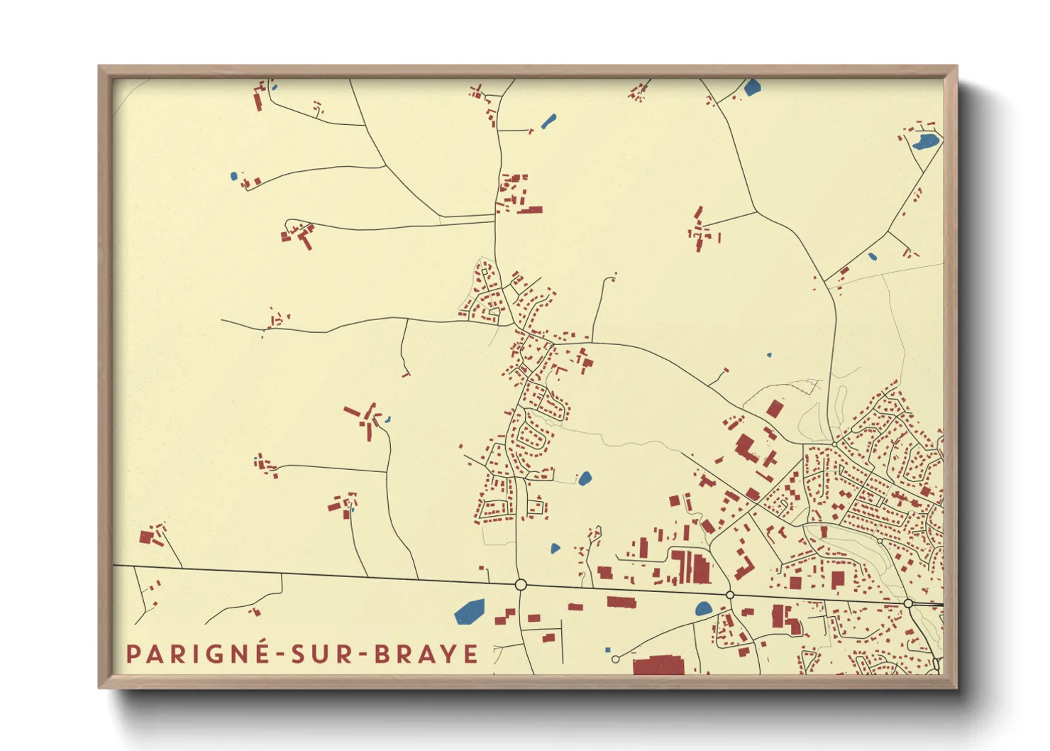 Une affiche de carte sur Parigné-sur-Braye