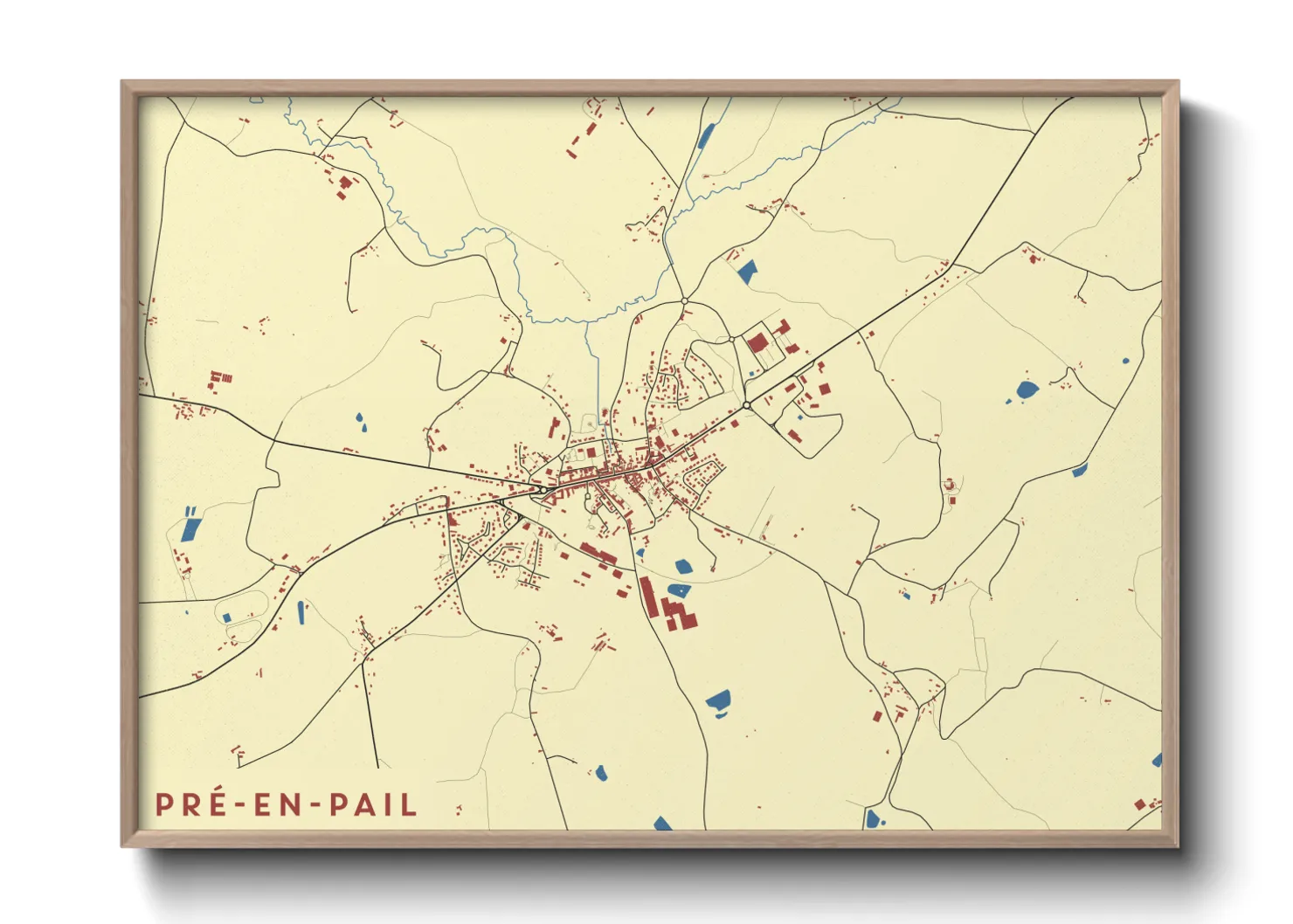 Une affiche de carte sur Pré-en-Pail