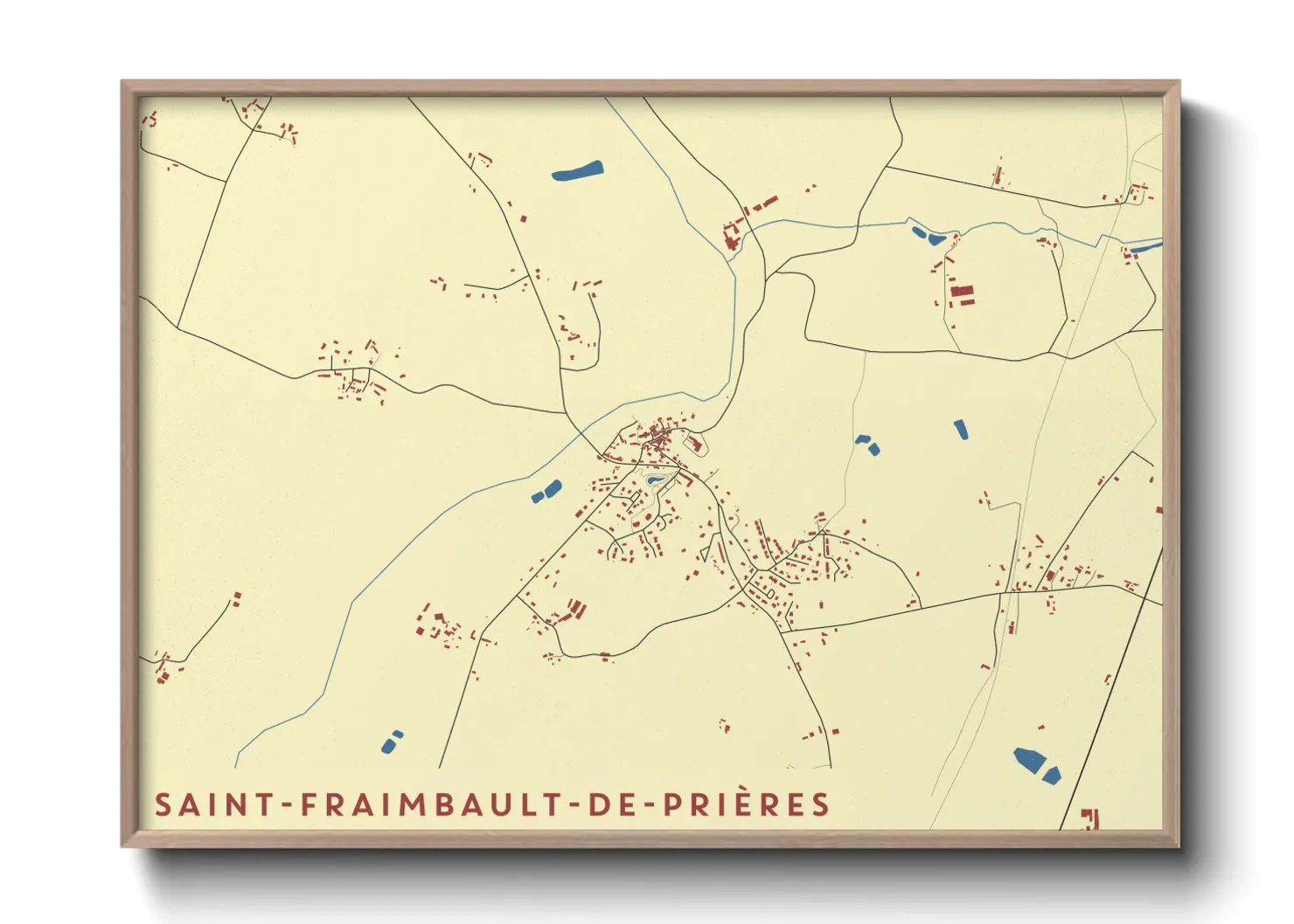 Une affiche de carte sur Saint-Fraimbault-de-Prières