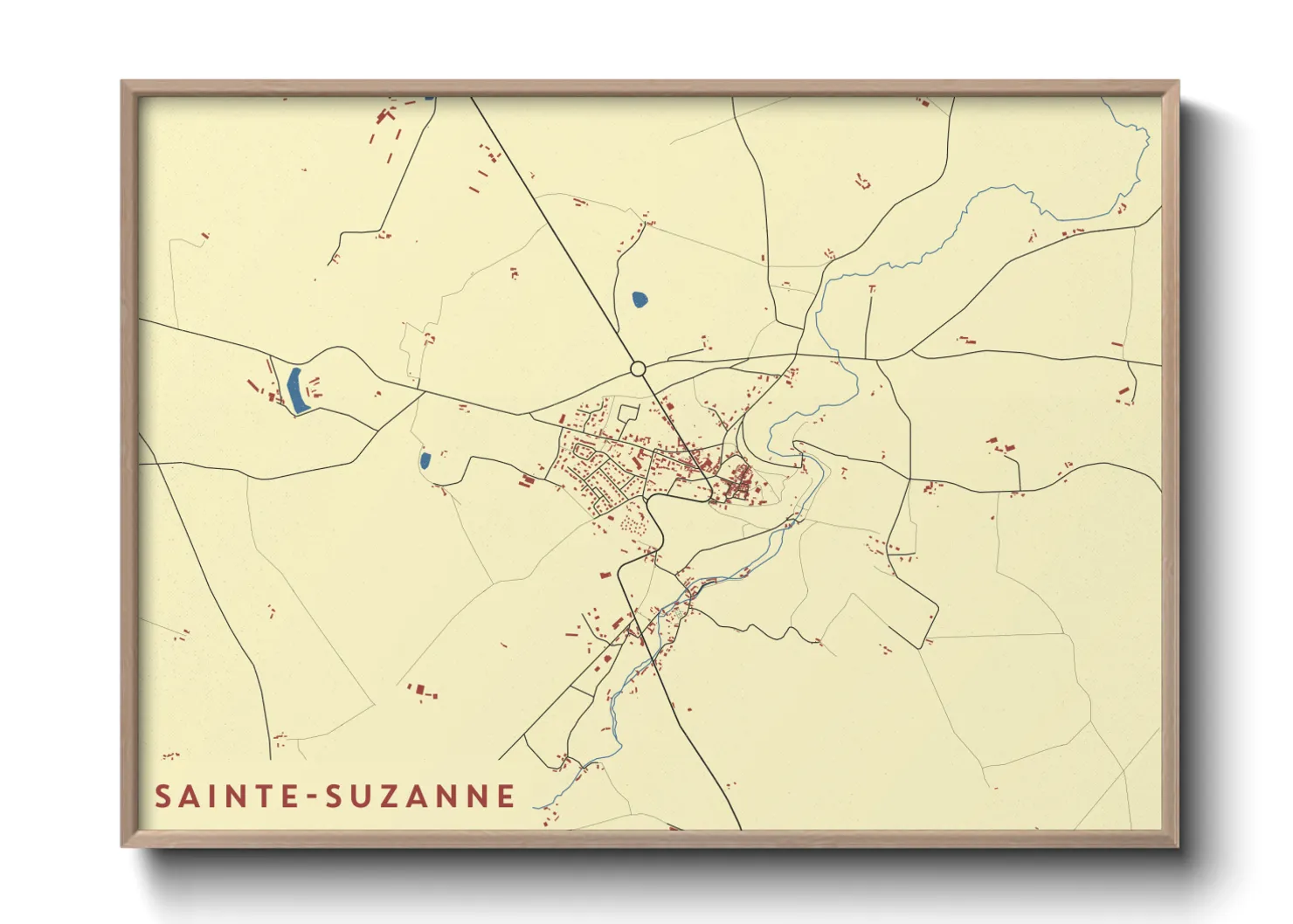 Une affiche de carte sur Sainte-Suzanne