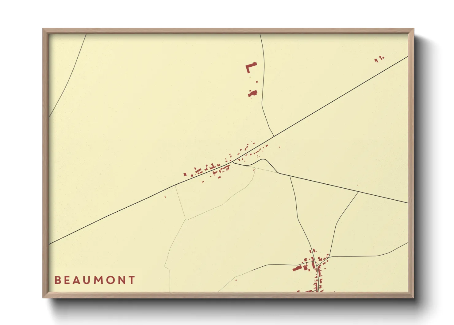 Une affiche de carte sur Beaumont