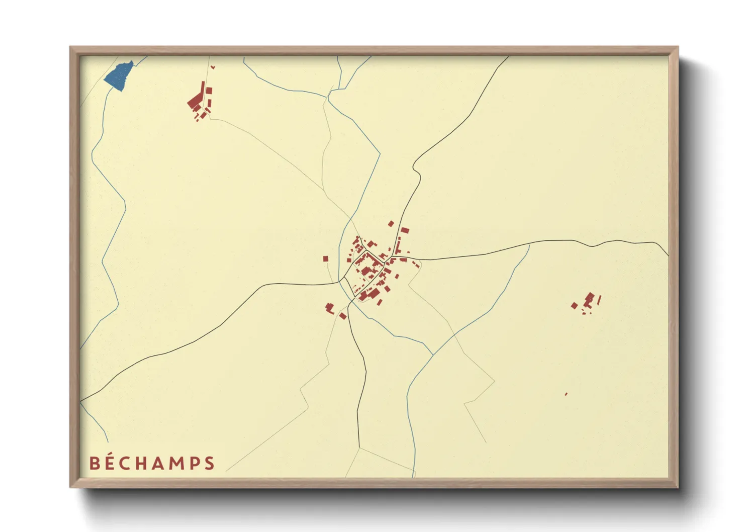 Une affiche de carte sur Béchamps