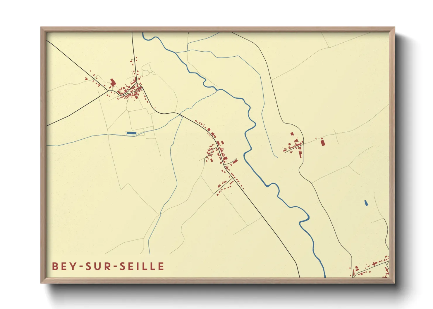 Une affiche de carte sur Bey-sur-Seille