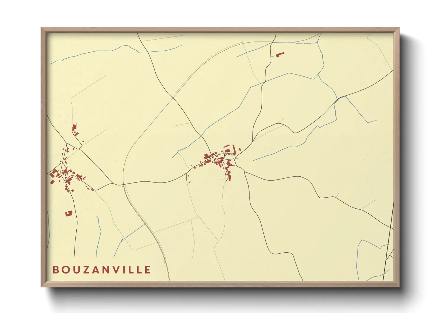 Une affiche de carte sur Bouzanville