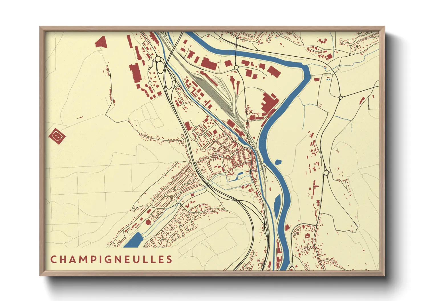 Une affiche de carte sur Champigneulles