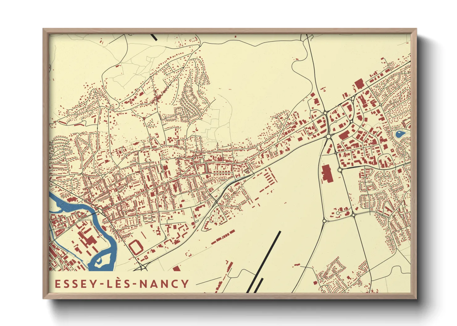 Une affiche de carte sur Essey-lès-Nancy