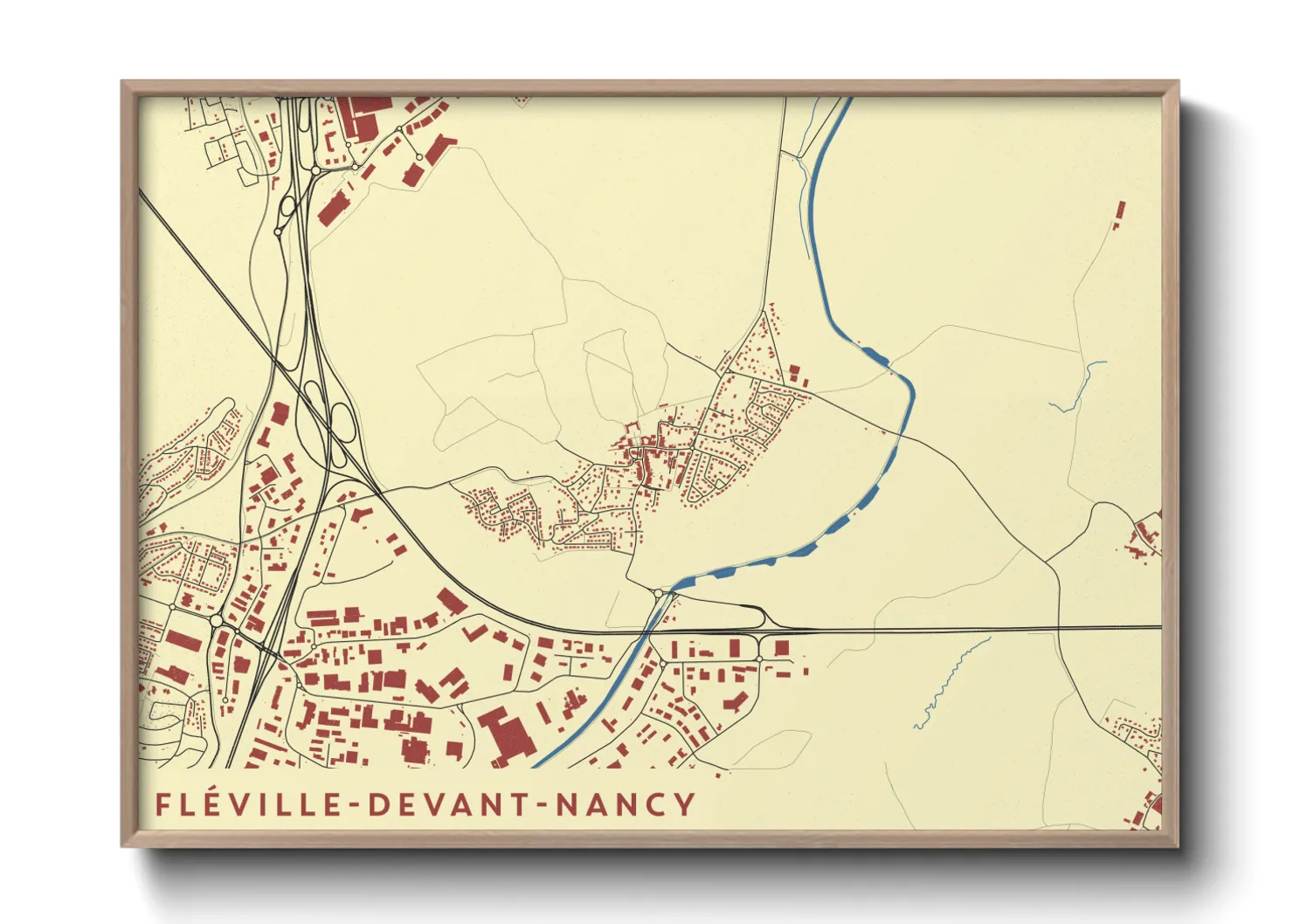 Une affiche de carte sur Fléville-devant-Nancy