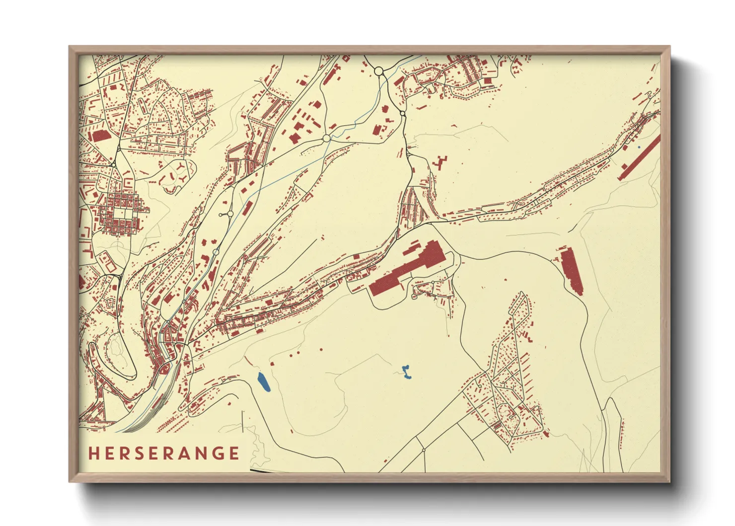 Une affiche de carte sur Herserange