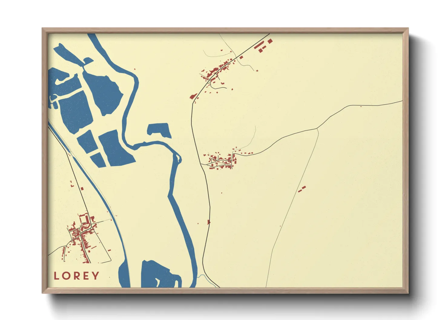 Une affiche de carte sur Lorey