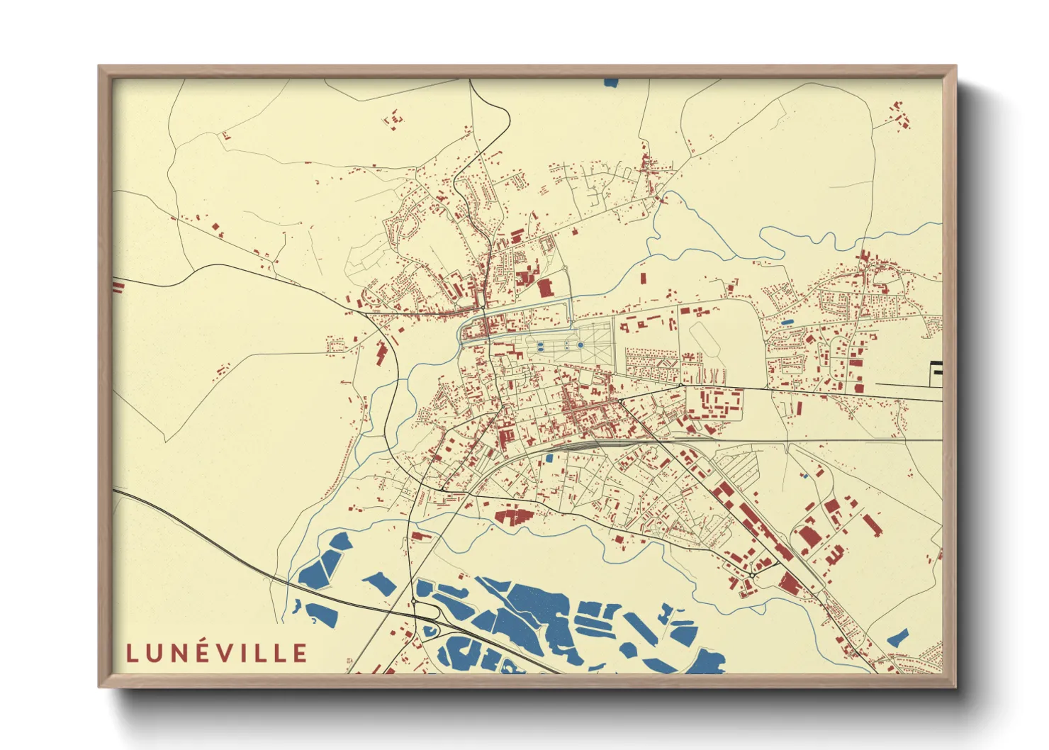 Une affiche de carte sur Lunéville