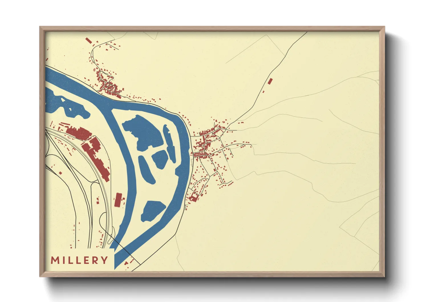 Une affiche de carte sur Millery