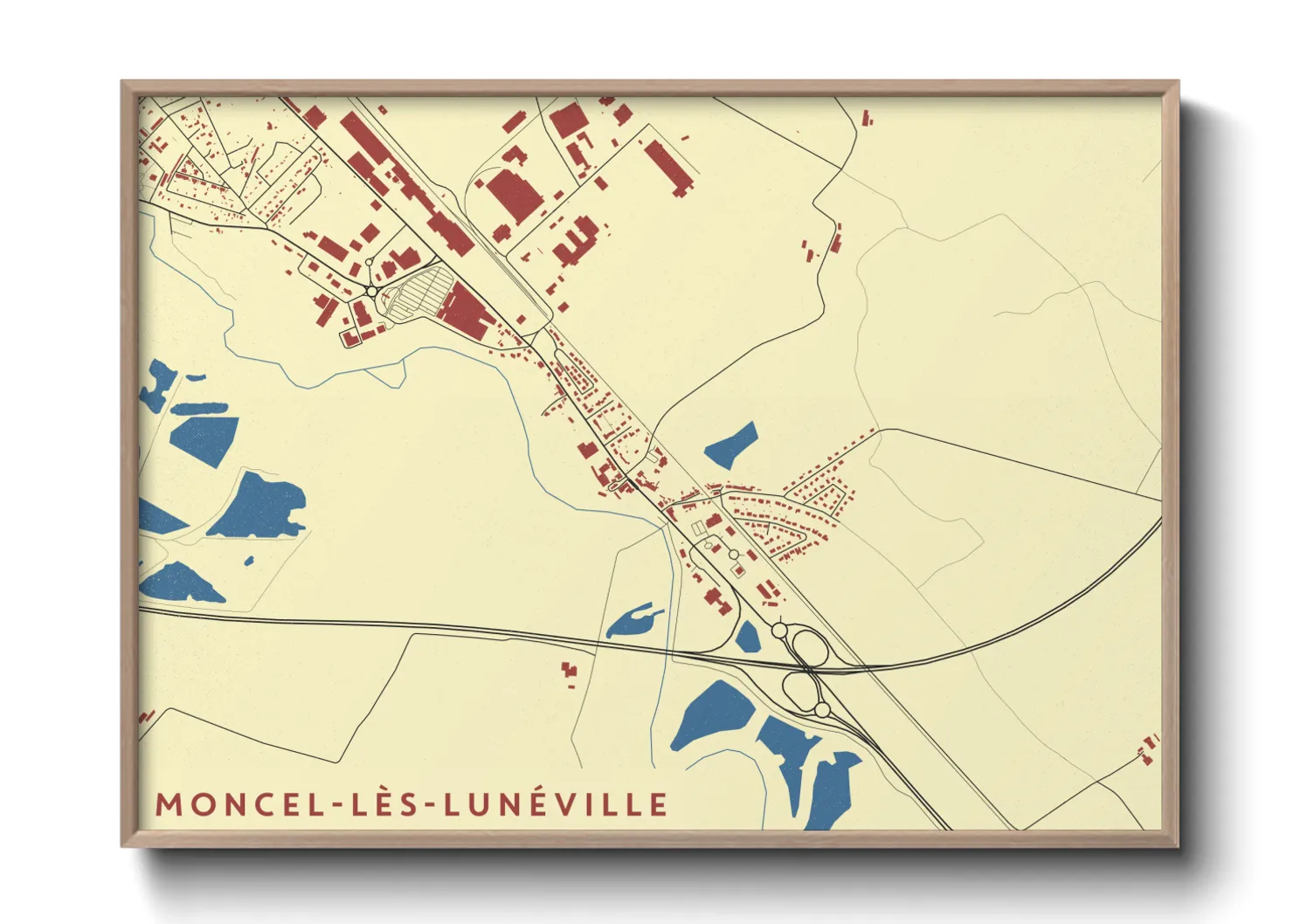 Une affiche de carte sur Moncel-lès-Lunéville