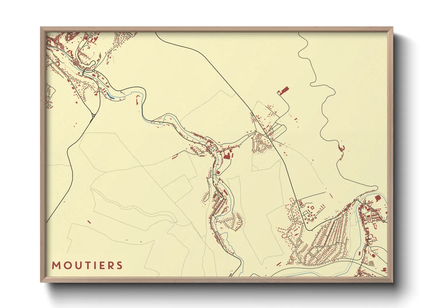 Une affiche de carte sur Moutiers