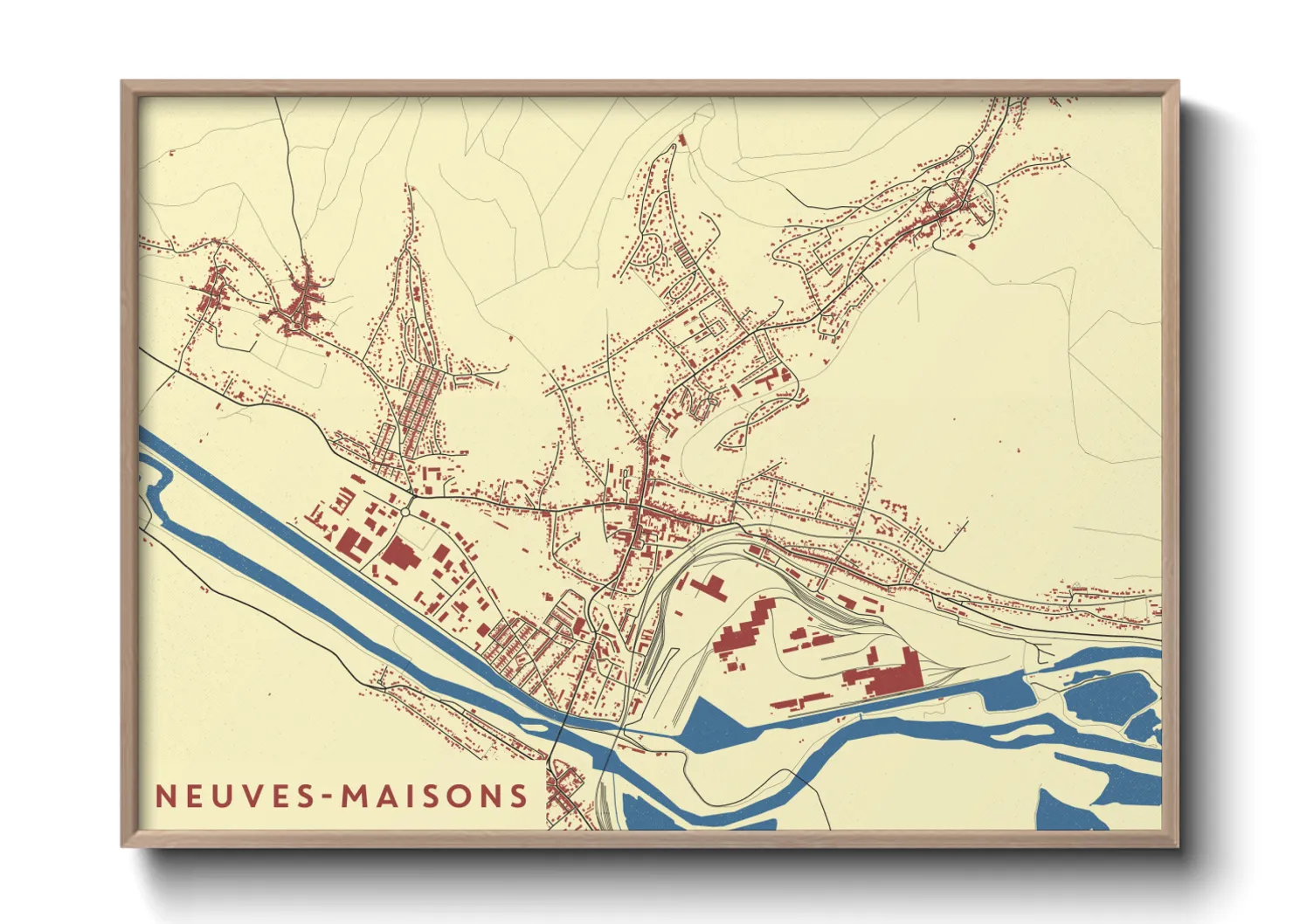 Une affiche de carte sur Neuves-Maisons