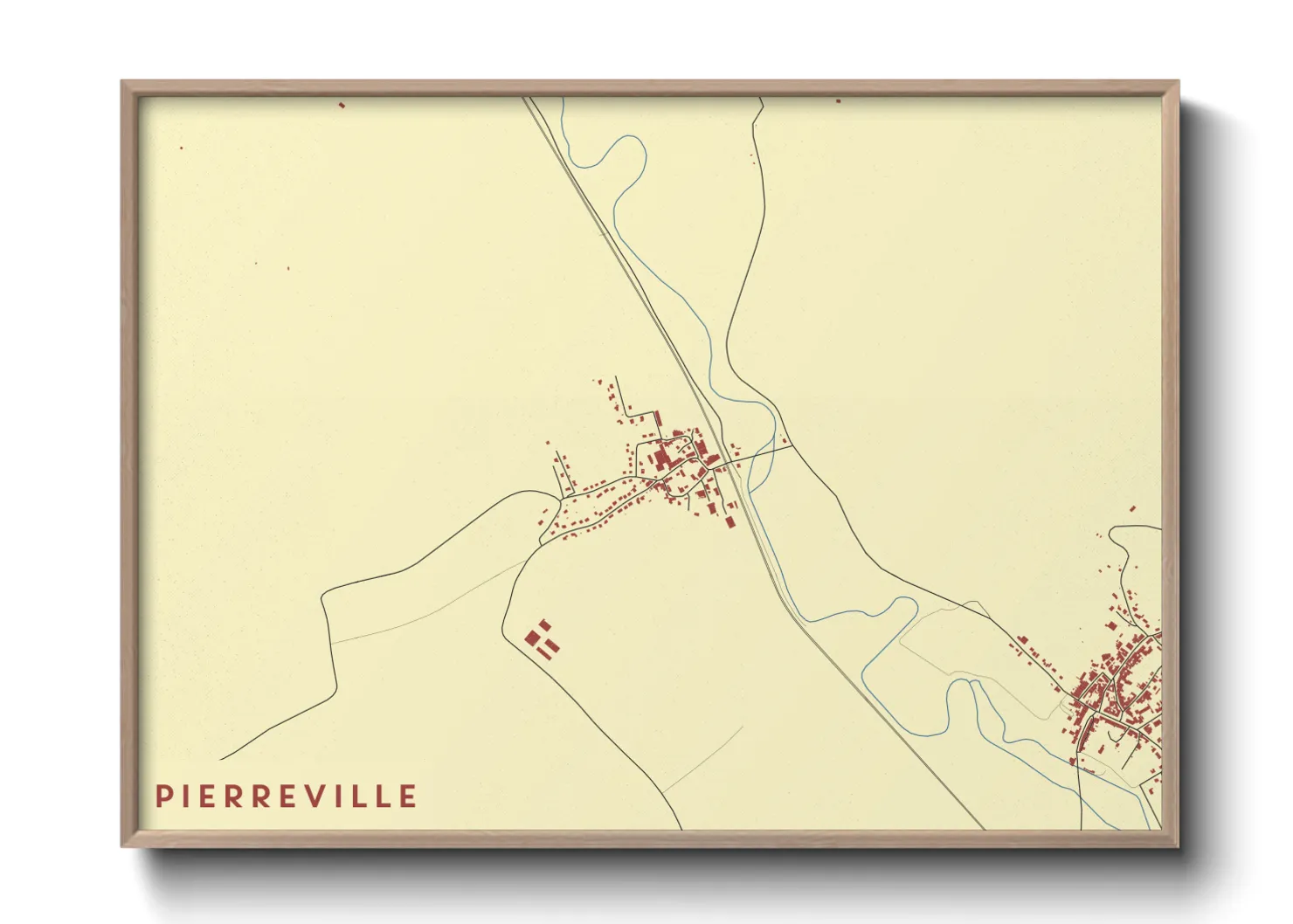 Une affiche de carte sur Pierreville