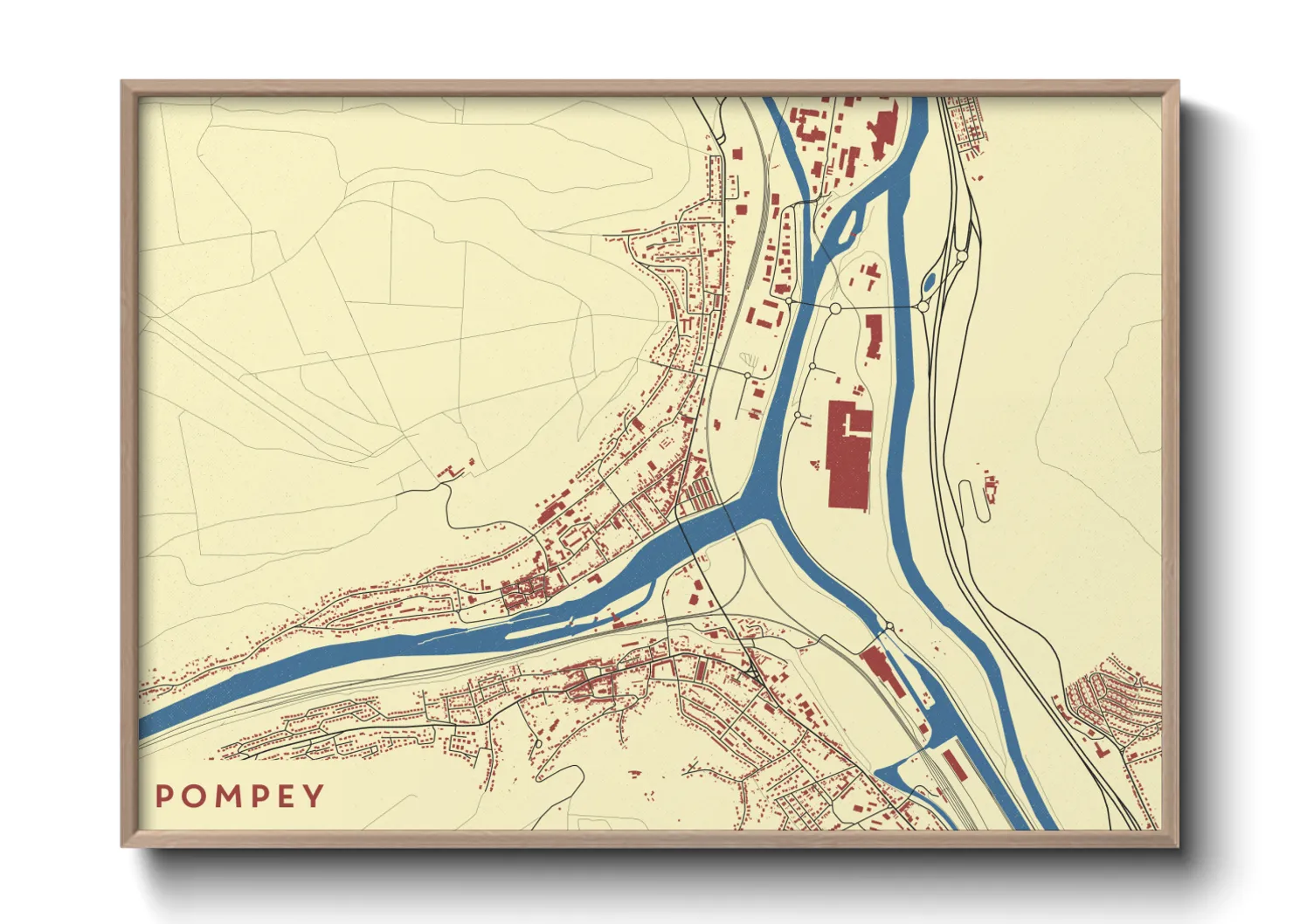 Une affiche de carte sur Pompey